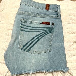 7FAM Dojo Cutoff Demin Shorts, Size 28